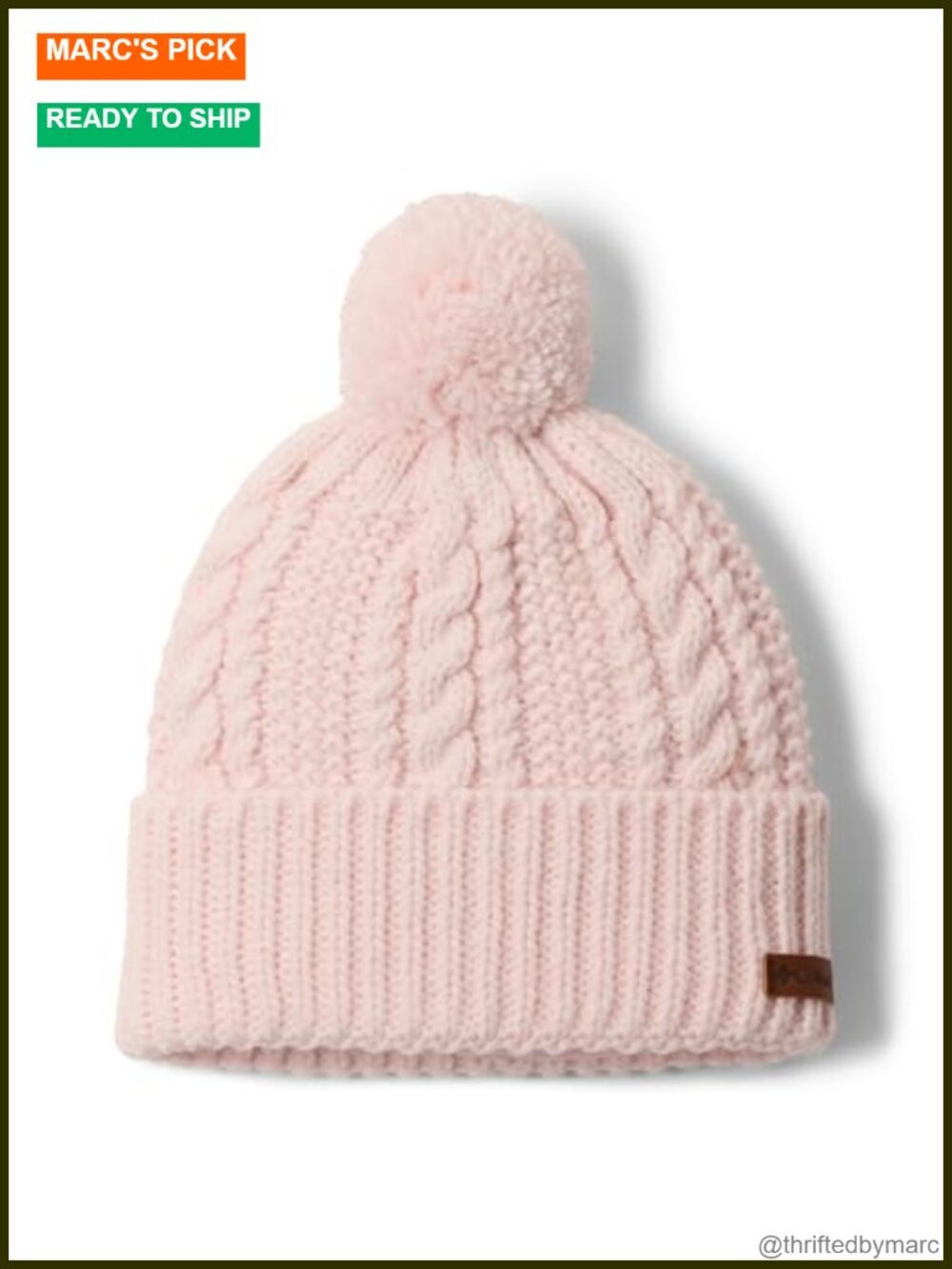 Unisex Cozy Ridge Fleece Lined Knit Beanie Pom Pom Winter Hat